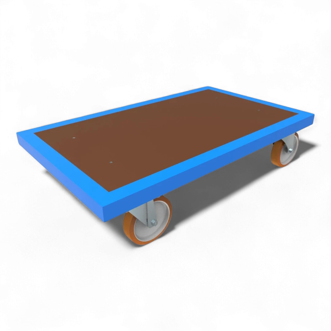 Plattformwagen Basisversion - Robuster Transportwagen für Lager und Industrie. Stahlrahmen, 4 Lenkrollen, bis 1000 kg Traglast.